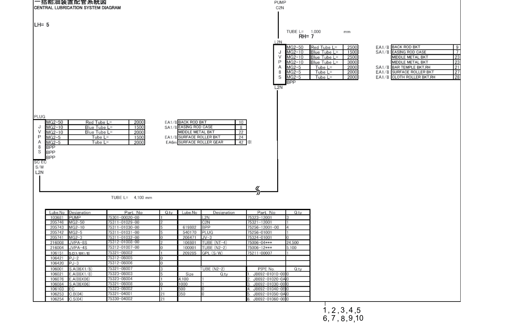 Exploded parts diagram for GREASE LUBRICATION(PPE,190NNS,C9)T8 (J-8505-QS20)